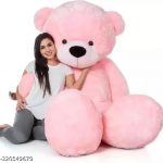 3_Feet_Huggable_Teddy_Bear_with_Neck_Bow__Pink__-__image_1.jpg