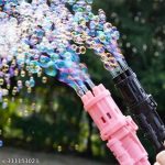 8 Hole Electric Gatling Bubble Gun for Kids with Soap Solution Indoor and Outdoor Toys for Toddlers Bubble Launcher Machine for Girls and Boys