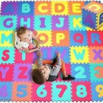 Awesome Play 36 Pieces Mini ABCD Alphabet Blocks Puzzle Foam Mat for Kids, Interlocking Learning Alphabet and Number Floor Play Mat For Toddler