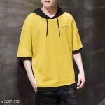 EyeBogler_Men_s_Solid_HoodNeck_Yellow_Tshirts_image_1.jpg