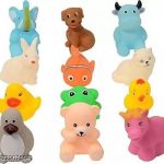 HIR 12 Pcs Mix Cute Animals Swimming Water Toys Non-Toxic , BPA Free Colorful Soft Rubber Float Squeeze Sound Squeaky Bathing Toy for Baby Bath Toys Chu Chu Toy Set Bath Toy  (Multicolor)