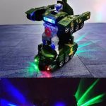 HIR Combat Army Tank Vehicle Deformation Robot Toy Action Figure | Flashing Light & Realistic Military Sounds | Electric Vehicle Bump and Go Action Toys for Boys  (Multicolor)