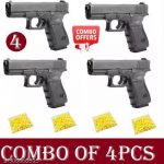 NEW Hard Plastic Toy Gun Pistol Black pack- 4 for Kids with 8 Round Reload and 6 mm Plastic BB Bullets. PUBG Soft Water Bullets Toys Gun. Outdoor Game Toy for Children Kid Boys Gift -Black 50-60 Bullets
