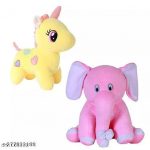 STAR TRADING Pack of 2 Elegant Skin Friendly Cute Stuffed Plush Soft Toys Combo Pink Elephant & Unicorn Toy Animals for Kids/Girls/Boys - 30 cm (Multicolor)