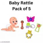Sprqcart Pack of 5  Baby Rattle Toy Set For Toddler Kids  Attractive, Cute, Colorful Rattles And Teether Toy Set For Babies - Shake hands and follow the rhythm toys - Fine Motor Skills-Multicolor, Ages 3+ Month