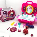 VRUX Dream For Girls : Fashion Beauty makeup Suitcase Vanity Role Play Toy Set of 21 pieces