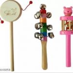 Wish Online oys Wooden Rattle Toys for Baby | New-Born Infant Kids ( Set of 3 pcs ) Non Toxic | Musical Instruments | wonderful toys and gift for a newborn.  Note :- Design May Vary