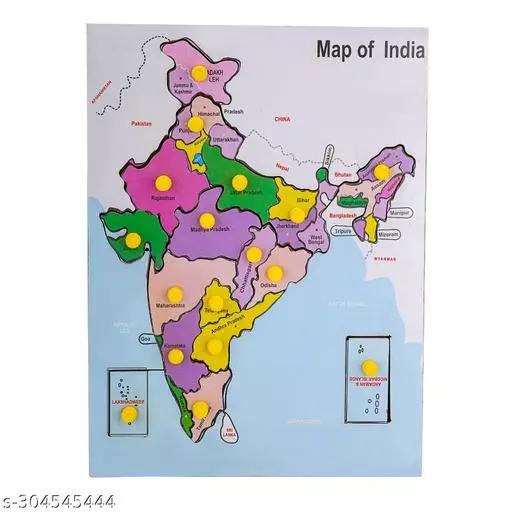 Wooden  lndia map  for boys girls kids students learning game puzzle