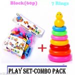 stacking toy(7 Ring) and blocks building set(60piece) combo pack for kids play and enjoy