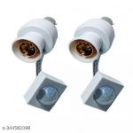 Bulb Holder Motion Sensor Automatic B22 Base Night/Day Light Working (2-Pack)