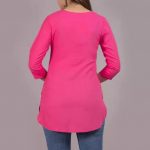 Casual_Roll_Up_Sleeves_Solid_Women_Rayon_Top_pink__image_1.jpg