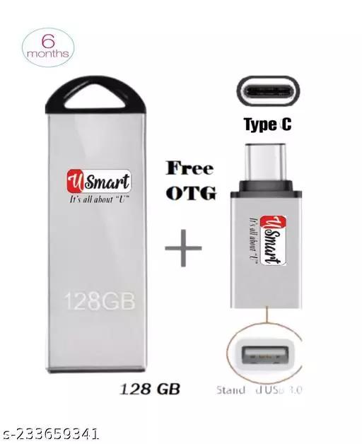 V22OW 128 GB Pen Drive  With C-type otg adpter  (1 pic pack)