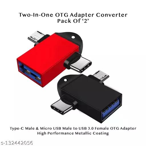 WREN BIRD OTG USB to Type c Adapter USB Female to Type c and Micro Male Connector Supports Ultra-Fast Charging and high-Speed Data Transmission with OTG Transfer Function (Pink) - Pack of - 2 Electronic Utility