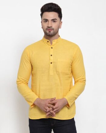 Band-Collar Patch-Pocket Short Kurta