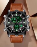 Men Round-Shape Watch with Tang Buckle Closure