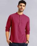 Men Regular Fit Kurta with Mandarin-Collar