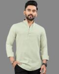 Men Regular Fit Short Kurta with Mandarin Collar
