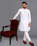 Men Regular Fit Long Kurta with Patch Pocket