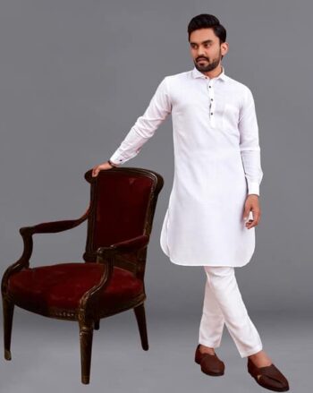 Men Regular Fit Long Kurta with Patch Pocket