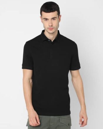 Cotton Polo T-shirt with Cutaway Collar