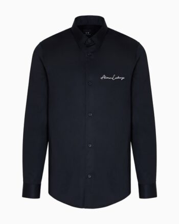 Men Regular Fit Shirt with Brand Embroidery