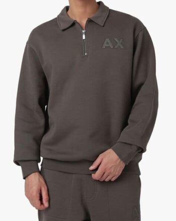 Men Brand Print Relaxed Fit Crew-Neck Sweatshirt