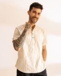 Men Textured Short Kurta