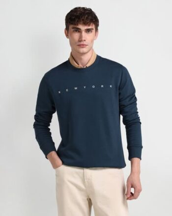 Typographic Print Sweatshirt with Kangaroo Pockets