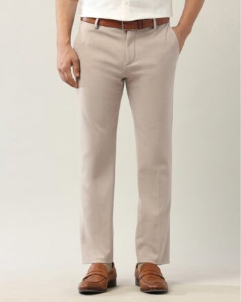 Men Checked Skinny Fit Flat-Front Trousers
