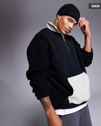 Men Crew-Neck Logo Print Fleece Sweatshirt