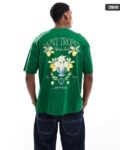Oversized Crew-Neck T-Shirt with Back Floral Print