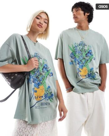 Unisex Vincent Van Gogh Artwork Print Oversized License Crew-Neck T-Shirt