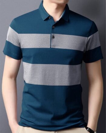 Men Colourblock Regular Fit Polo T-Shirt
