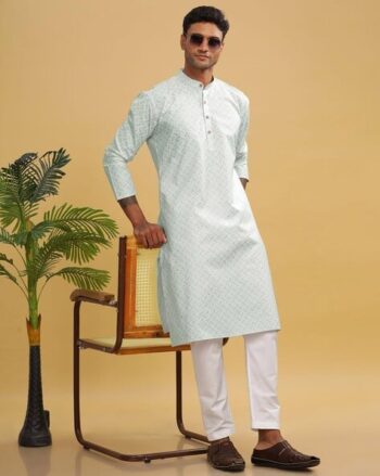 Men Geometric Print Regular Fit Long Kurta