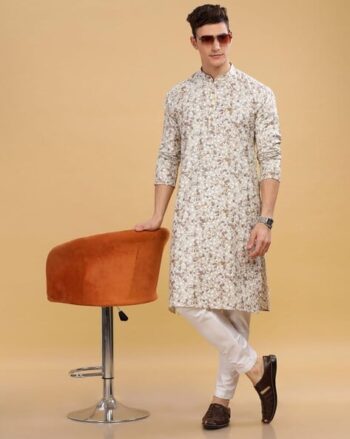 Men Printed Regular Fit Long Kurta