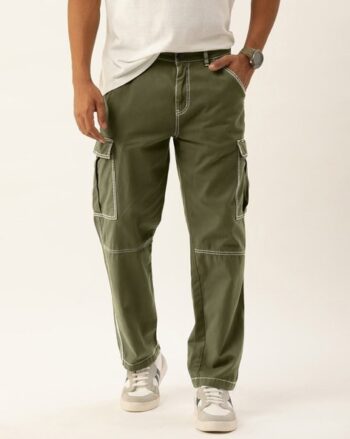 Men Loose Fit Cotton Cargo Pants