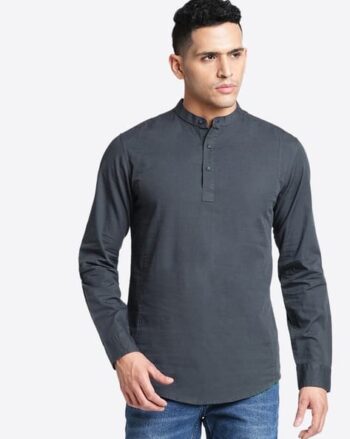 Men Regular Fit Short Kurta with Full Length Sleeves