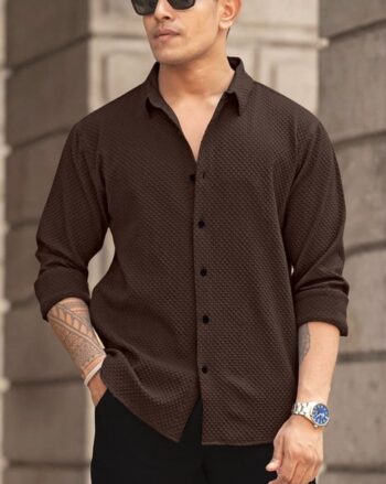 Men Long Sleeve Denim Shirt with Embroided Logo
