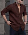 Men Striped Regular Fit Shirt with Button-Down Collar