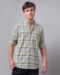 Men Striped Slim Fit Cotton Shirt with Patch Pocket