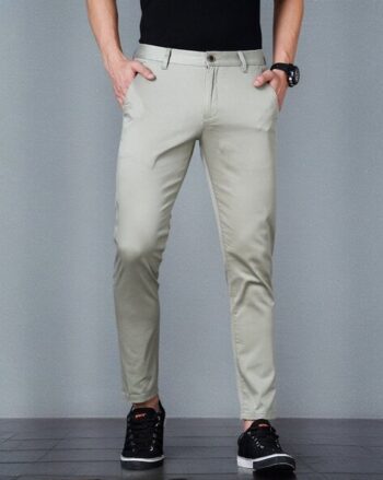 Men Comfort Fit Flat-Front Trousers