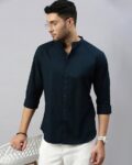 Men Slim Fit Shirt with Spread-Collar