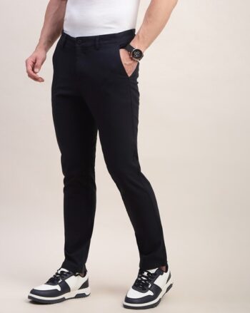 Men Mid-Rise Linen Trouser Pants