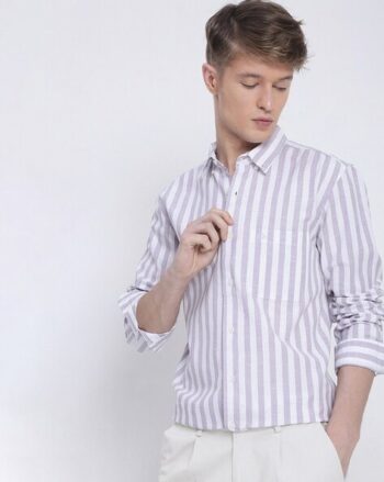 Leaf Print Patch-Pocket Shirt