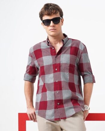 Spread Collar Shirt with Patch Pocket