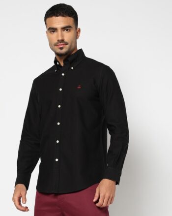 Heathered Shirt with Button-Down Collar