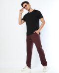 Men Textured Slim Fit Trousers