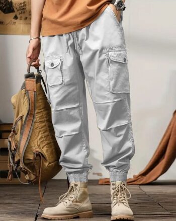 Men Slim Fit Pants with Insert Pockets
