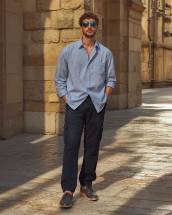 Men Slim Fit Trousers with Insert Pockets