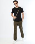 Men Striped Tapered Fit Flat-Front Trousers